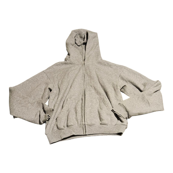Small Gray Long Sleeve Hooded Full Zip Sweater - Picture 1 of 5